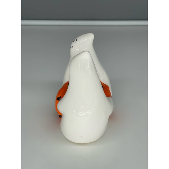 Vintage Halloween Ceramic Ghosts Holding Jack O Lantern Votive Candle Holder - Picture 2 of 14